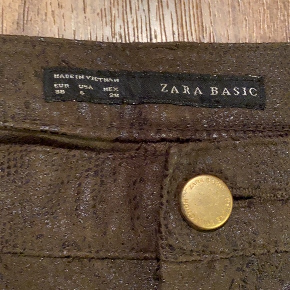 ZARA Python Snakeskin Suede Stretchy Skinny Jeans w/ ankle zips!!! Size 6 - Picture 4 of 16